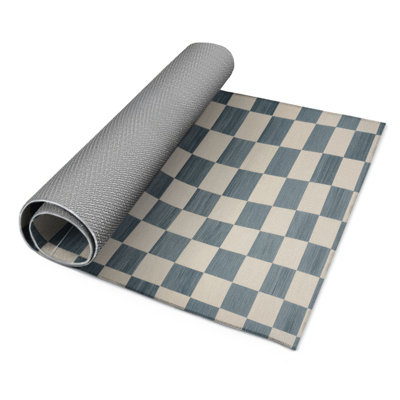 Tapis d'intérieur et d'extérieur à carreaux beige