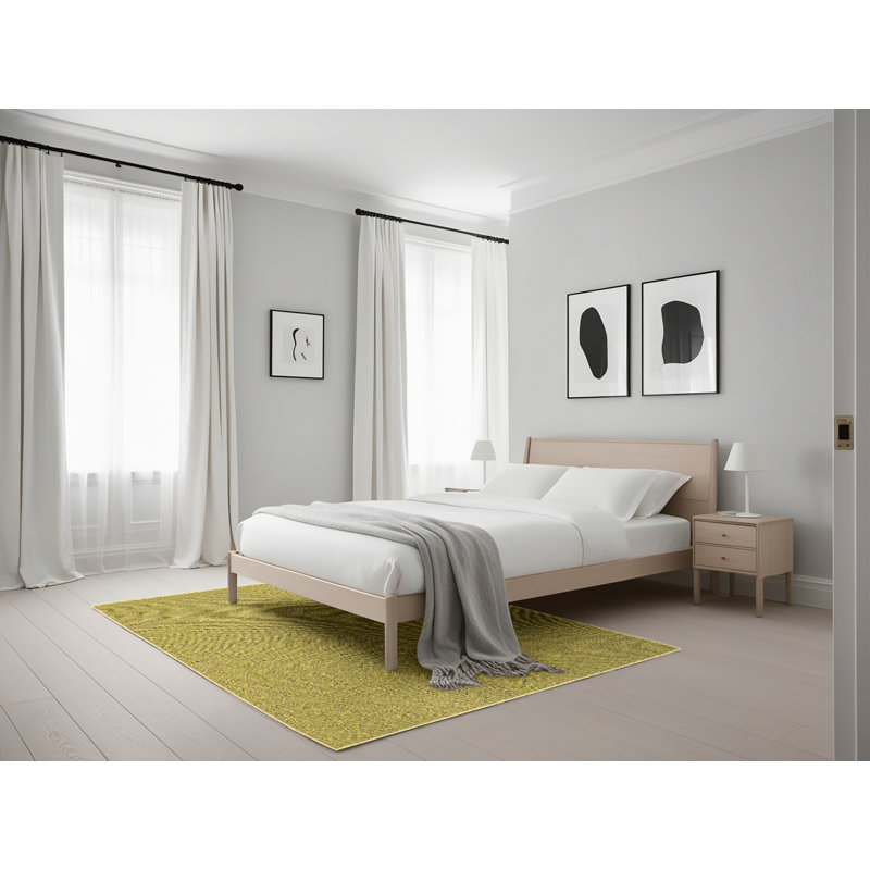 Tapis beige/jaune à motifs Albourne, Rectangle 5 pi x 7 pi