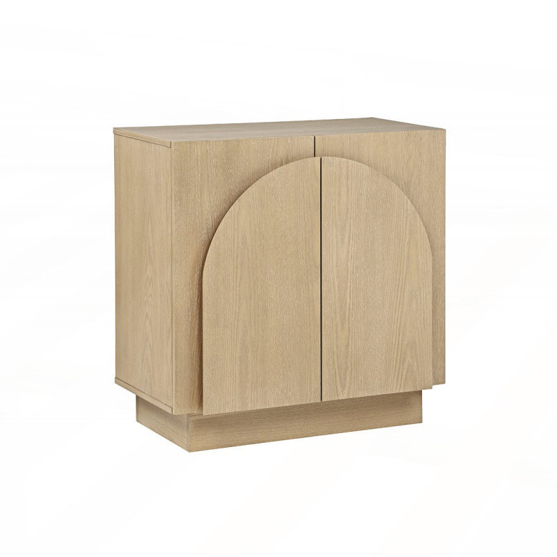  Aurelie Solid Wood Arched Storage Cabinet Credenza, Natural Wood