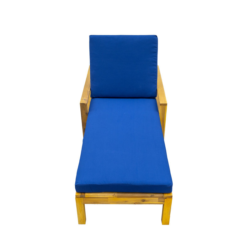 Méridienne d'extérieur à dossier réglable en bois d'acacia, convenant aux jardins, terrasses et bord de piscine, Bleu