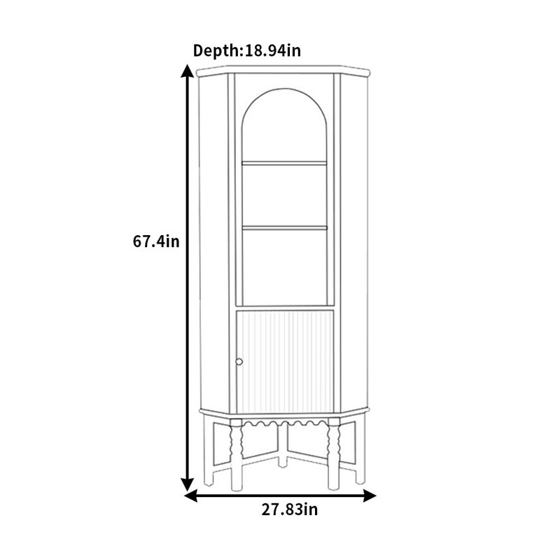 Retro Three Cornered Cabinet, Black
