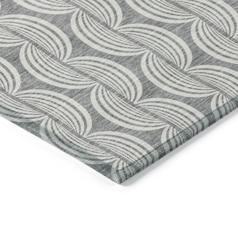 Gray 3' x 5' Washable Synthetic Indoor/Outdoor Rug