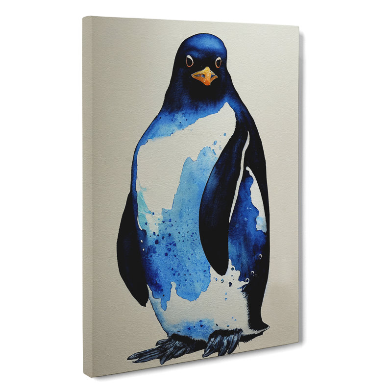Watercolour Penguin No.1 - Wrapped Canvas Painting, 50cm H x 35cm W x 3cm D