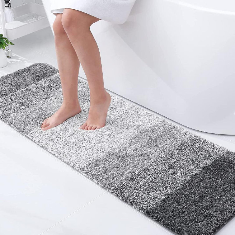 Color&Geometry Long Bathroom Rugs Runner - Upgrade Your Bathroom with Soft  Plush Light Brown Microfiber Bath Mat - Non Slip, Absorbent, Washable