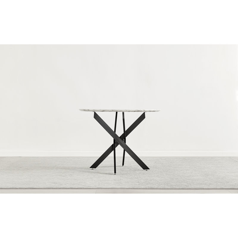 Tierra Modern Chrome Metal & Glass Round Dining Table Set with 4 Luxury Button Velvet Chairs