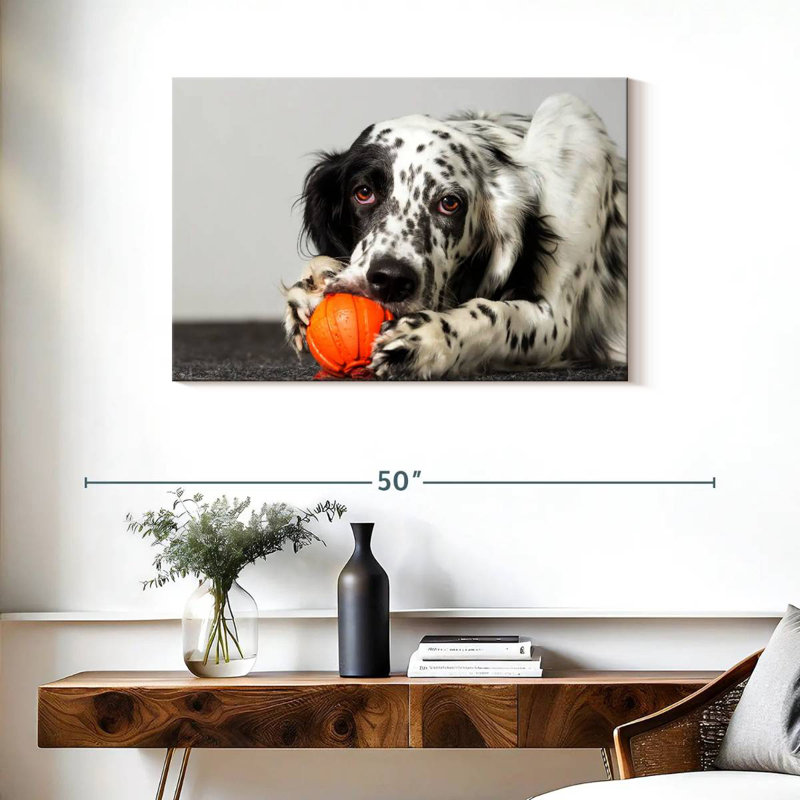 Dog With Orange Toy, 24" H x 36" W