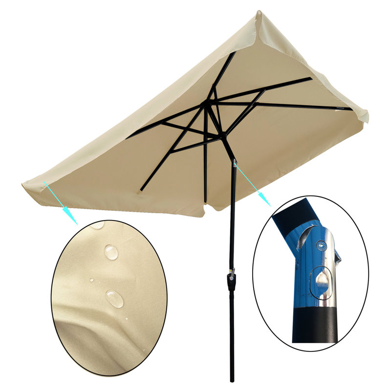 Parasol de patio rectangulaire 10 po x 6,5 pi, brun clair, auvent de blocage 10 pi x 6,5 pi, brun clair, Tanné