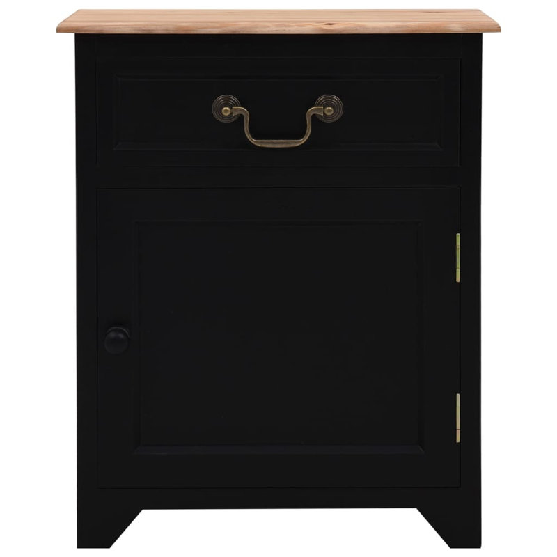 Batchelor 40cm W Solid + Manufactured Wood Bedside Table, Black