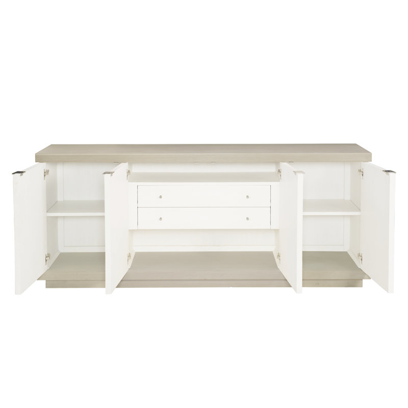 78" Gray and White Faux Anigre Buffet with 2 Drawers