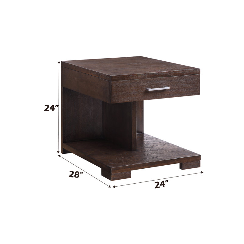 Table en noyer avec plateau en bois de peuplier et compartiment de rangement pratique