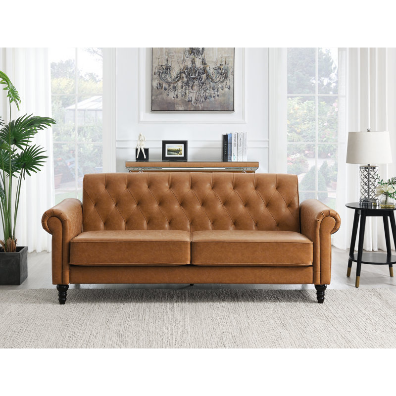 Lemoyne 3 Seater Faux Leather Sofa, Tan