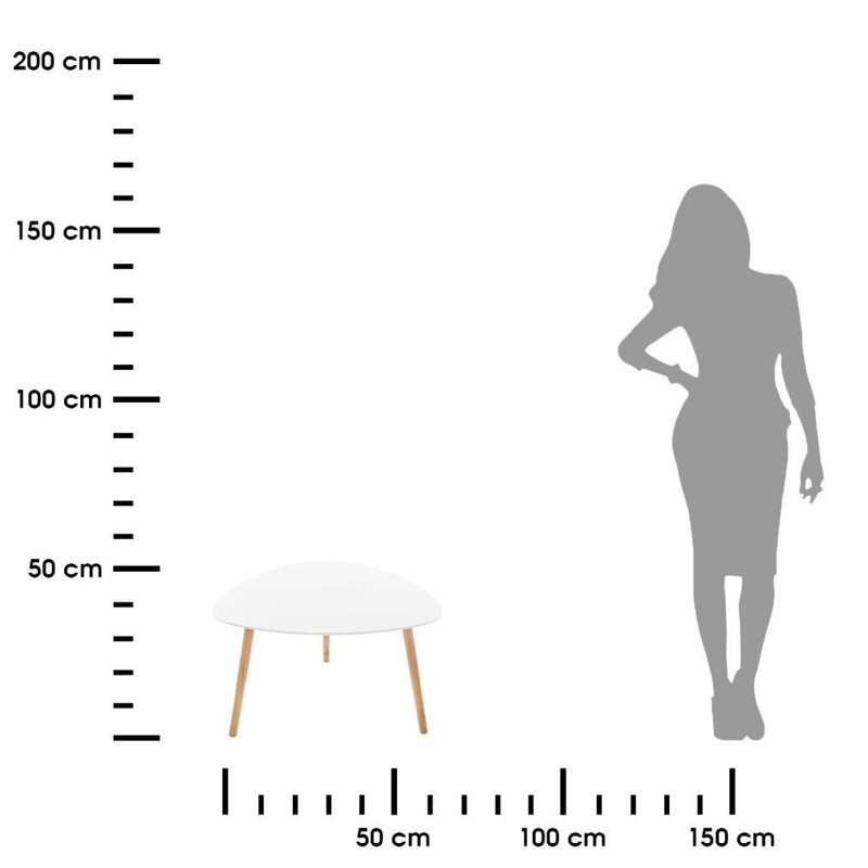 Mervin Three Leg Coffee Table, 45cm H x 100cm W x 100cm D, White