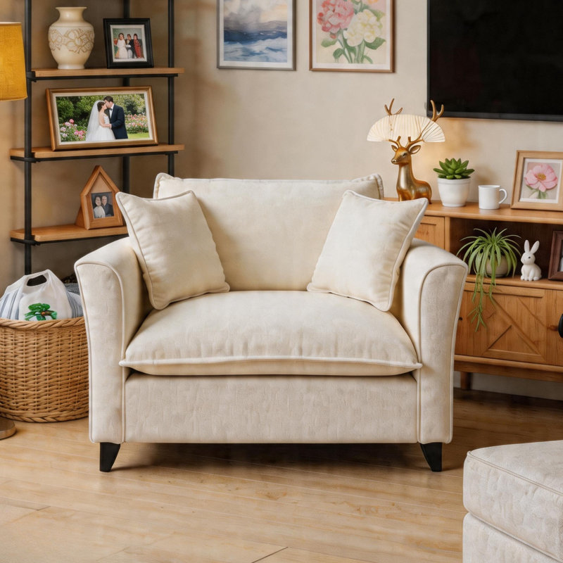 Chenille Upholstered Accent Chair, Beige