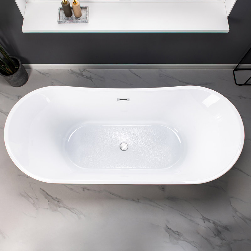Vital 71'' x 31.5'' Soaking Acrylic Bathtub, Black, Matte Black