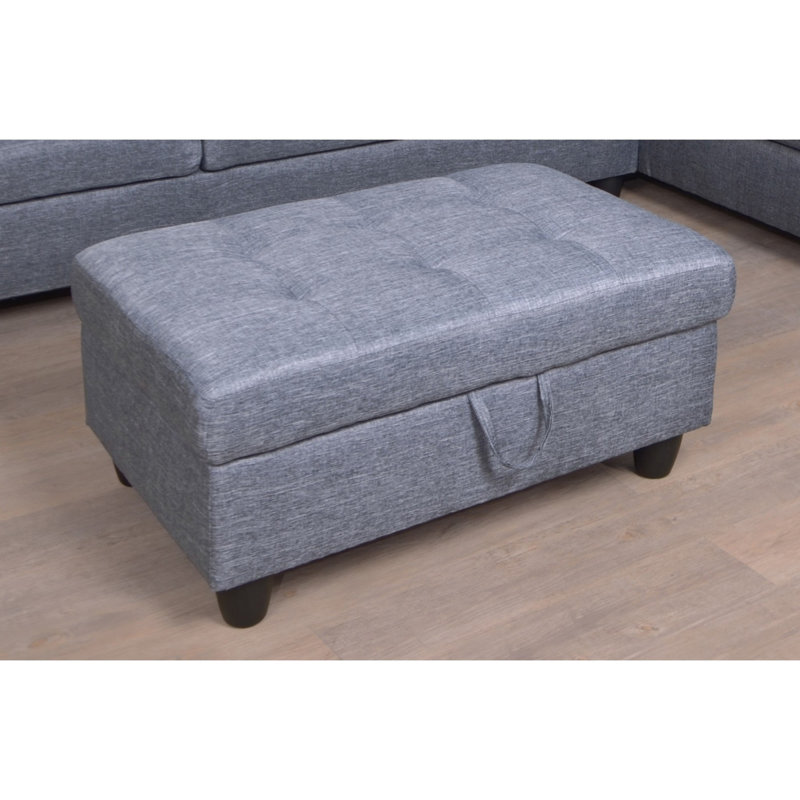 Chaise longue en lin avec repose-pieds à rangement libre GAUCHE