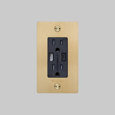 Prise de courant combinée 1G et chargeur USB-A + C / avec logo