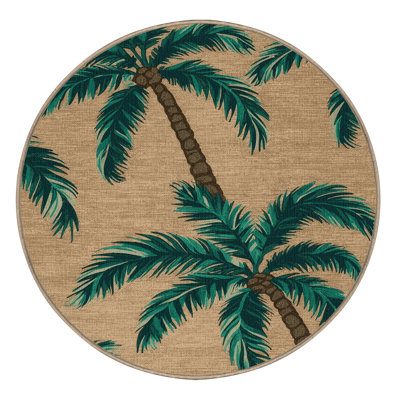 Washable Swaying Palms Hawaiian Area Rug