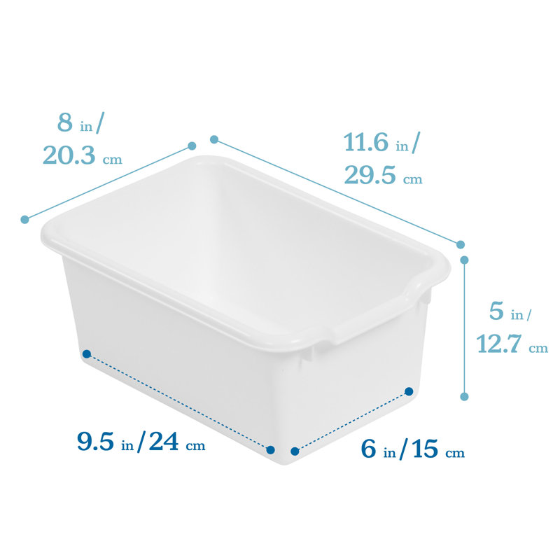 ECR4Kids Scoop Front Storage Bin, Multipurpose Organization, 20-Piece, White