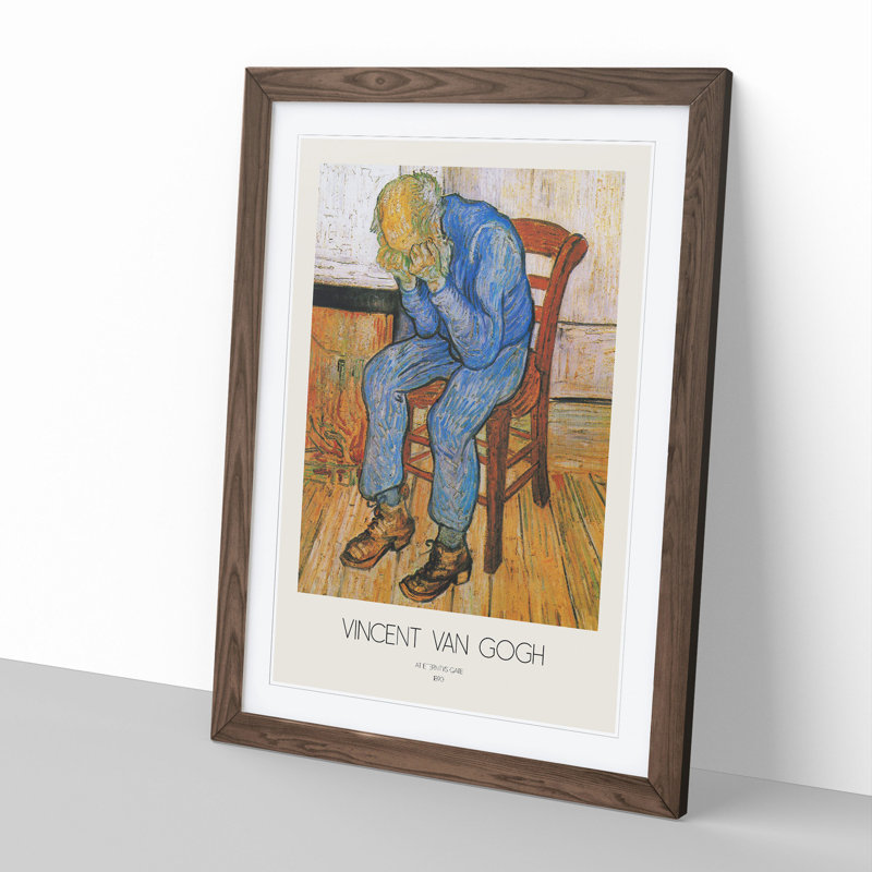 At Eternitys Gate with Border by Vincent Van Gogh - Picture Frame Painting, 65cm H x 48cm W x 2cm D, Walnut Framed