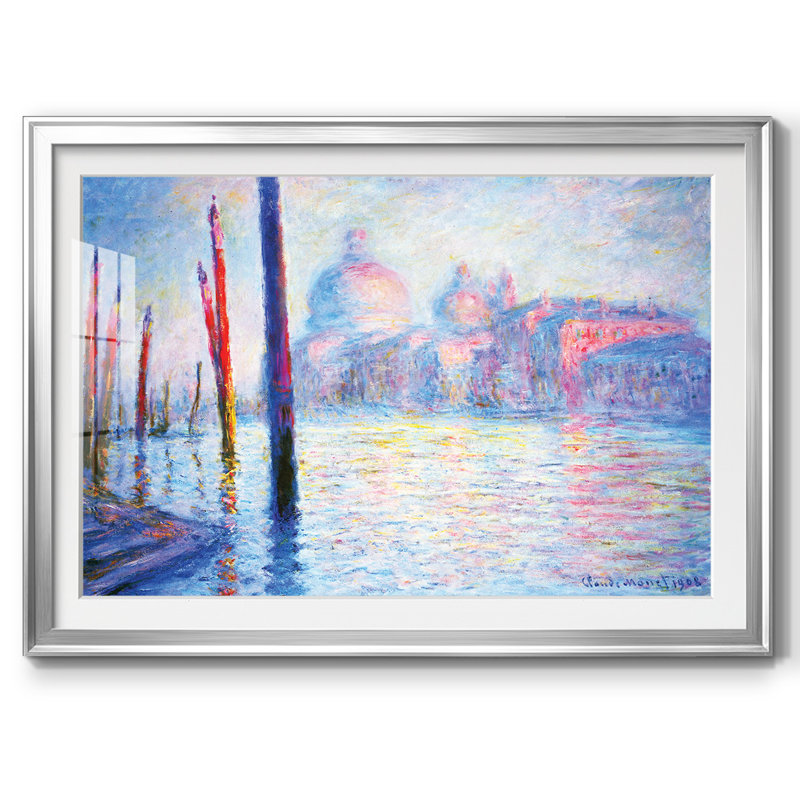 Canal Grand par Monet, H 15 po x l 21 po x P 1,5 po, Encadrement argenté
