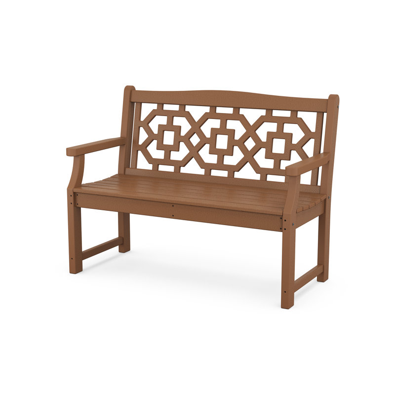 Banc d'extérieur Chinoiserie, H 34,95 po x l 47,43 po x P 23,21 po, Teck