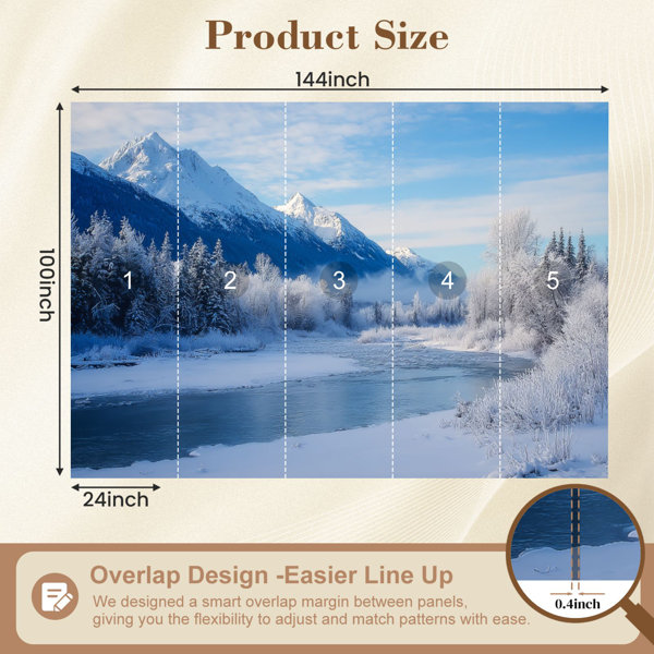 Red Barrel Studio Peel and Stick Wallpaper Beautiful winter scene snow ...