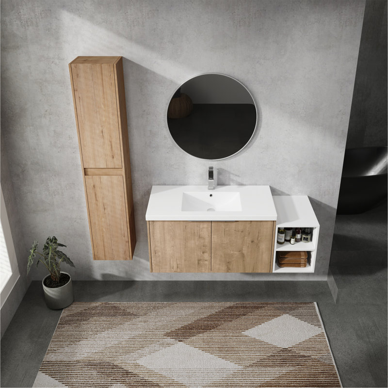Meuble-lavabo mural élégant avec rangement abondant et attrait moderne