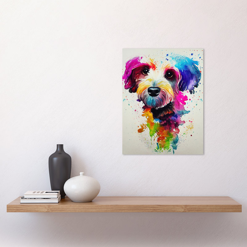 Ink Splatter Cockapoo Dog Watercolour - Print, Unframed, 40.5cm H x 30.5cm W x 0.2cm D