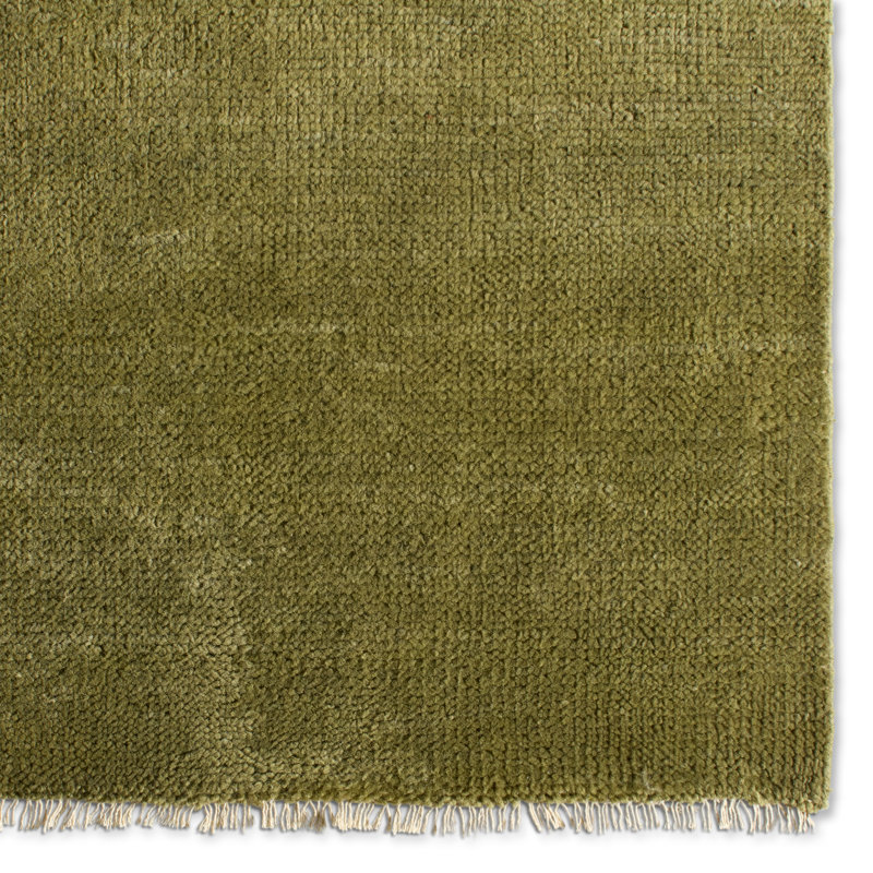 Jaipur Living Origin SAG16 Handknotted Solid Olive Green Area Rug (10'x14'), Rectangle 8'6" x 11'6"