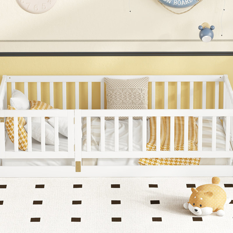 Lit simple au sol - Bois de pin blanc, - Style,