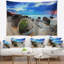 Tapisserie «Seashore Cloudy Sunrise over Moeraki Boulders»-28499513