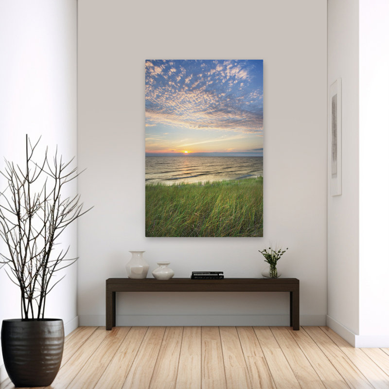 Lac Michigan, coucher de soleil I, paysage côtier abstrait bleu, Grand lac Ludington State Park, H 60 po x l 40 po