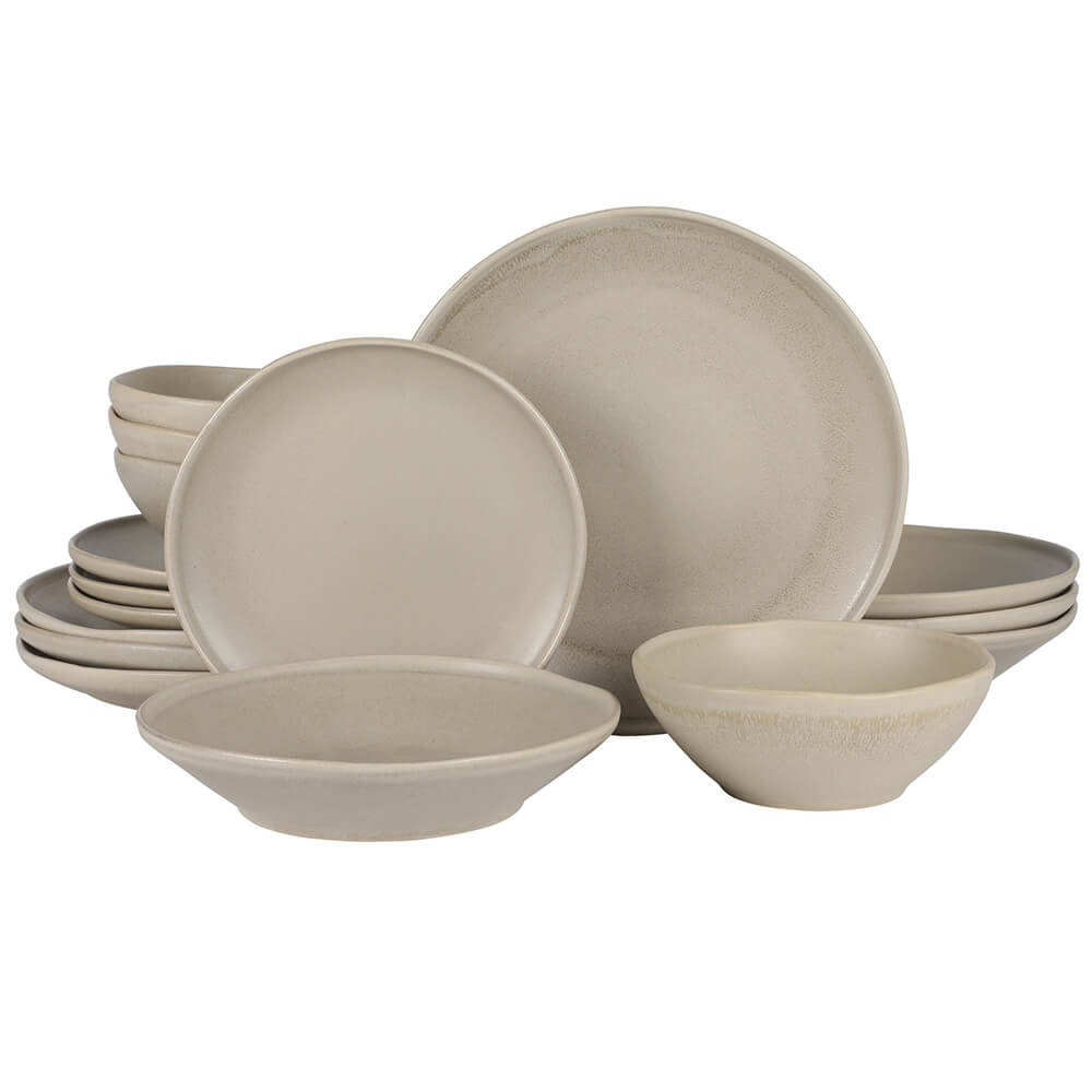 Gibson Elite Island Cove 16 Piece (Service for 4) Plates and Bowls Reactive Glaze Organic Round Dishes Stoneware Ceramic Dinnerware Set & Reviews | AllModern