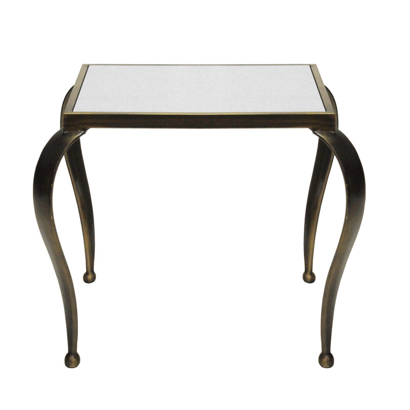 Moseley Square Black Metal and Mirrored End Table