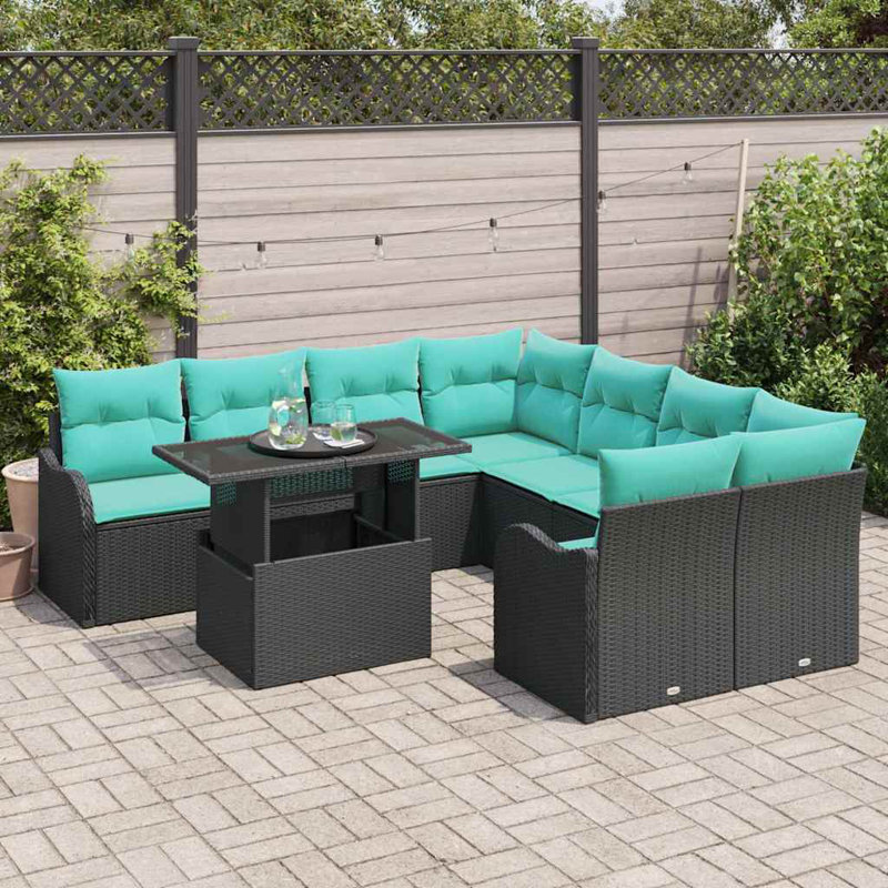 Ensemble de canapé de jardin manuel 9 pièces 100 x 55 x 73 cm en polyester rotin Vidaxl