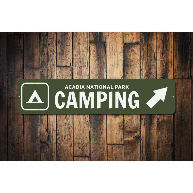 Panneau de camping personnalisé en aluminium, H 4 po x l 18 po x P 0,04 po