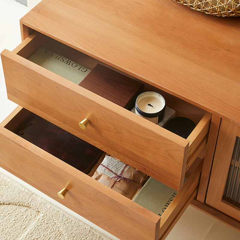 Meuble télé en bois massif avec tiroirs, H 21,65 po x L 70,86 po x l 15,74 po