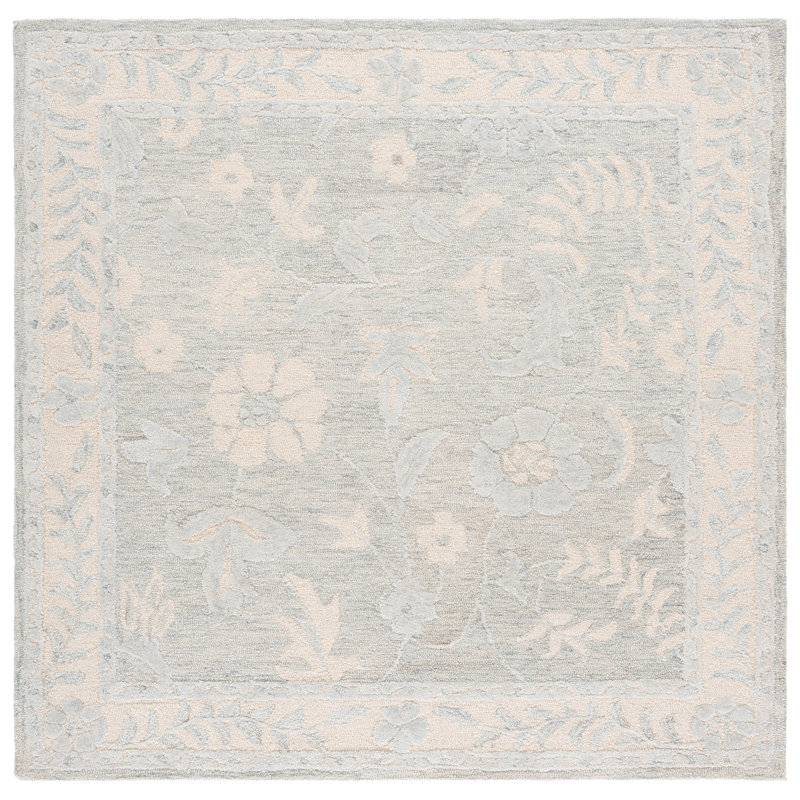 Metro 202 Hand Tufted 50% Wool; 30% Pet; 20% Cotton Floral Rug, Square 6'