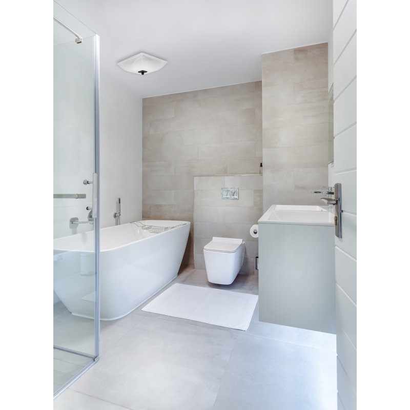 Decorative Square Semi-Flush 70CFM, 1.5 Sones Dimmable LED Bathroom Exhaust Fan