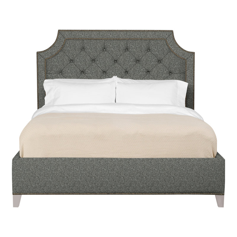 Audrey/Asher Queen Tufted Upholstered Low Profile Panel Bed, Dove Gray, Ian Pewter, Yes