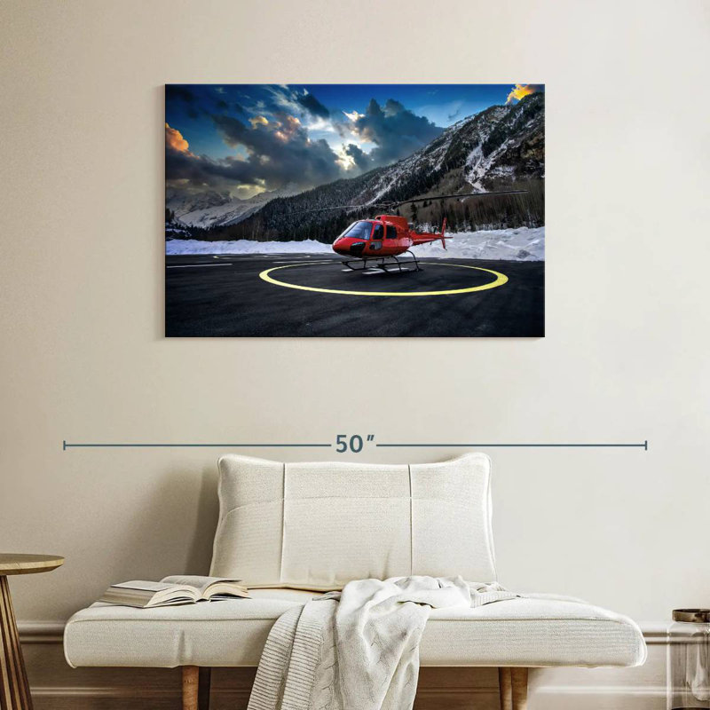 Winter Mountain Helicopter, 26" H x 39" W