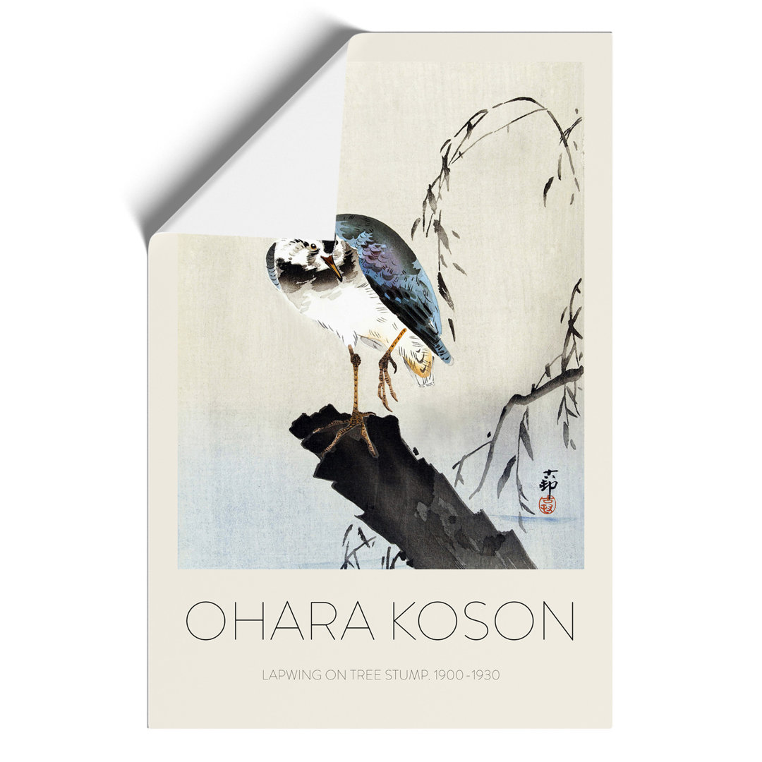Lapwing on a Tree Stump Print by Ohara Koson - Frameless Print
