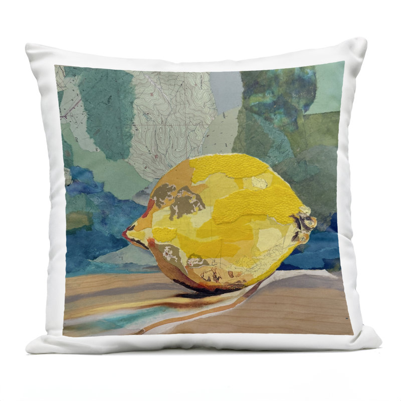 Coussin d'extérieur imprimé à motif de citrons mélangés, par Stacy Gresell