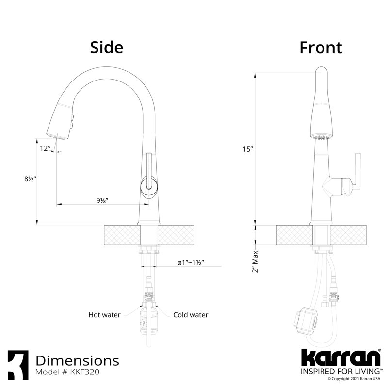 Karran Kentland Single Handle Pull Down Sprayer Kitchen Faucet, Gunmetal Gray