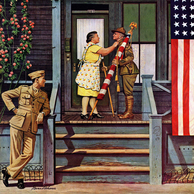 Reproduction d’art sur toile tendue, "deux générations de vets" par stevan dohanos, 40 po x 40 po