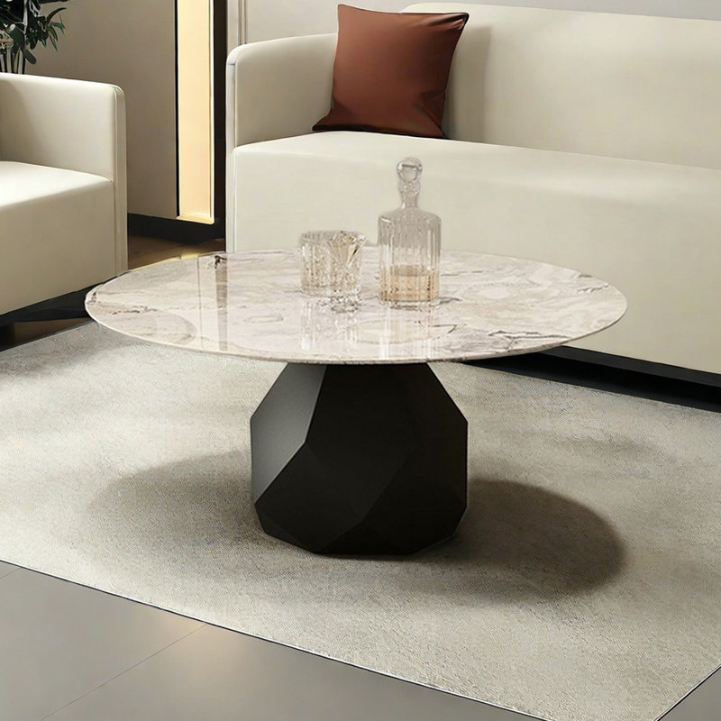 Luxury Stone Coffee Table with Black Titanium Legs