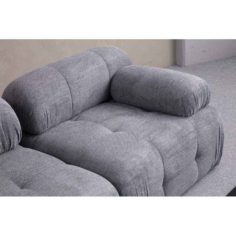Corner Sofa, Grey Polyester Blend, 29.5" H x 114.2" W x 37.4" D