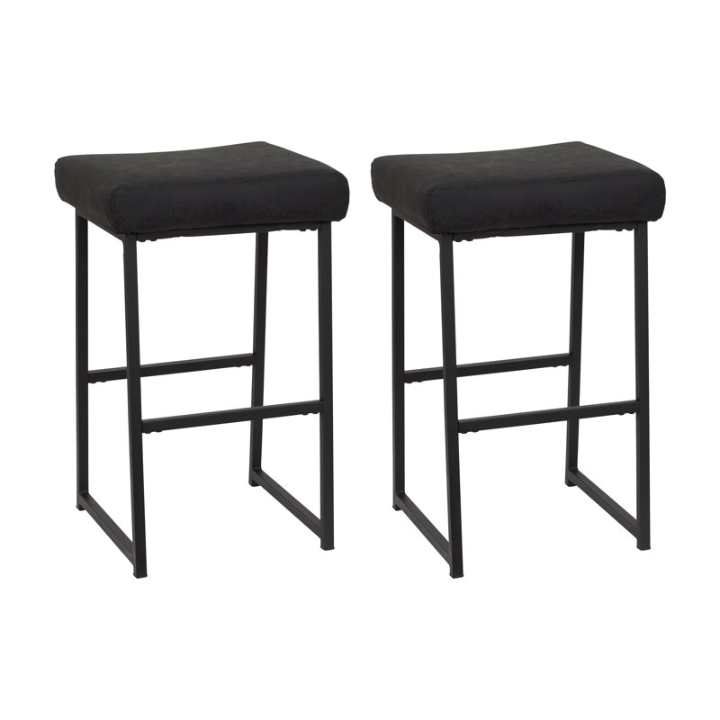 Upholstered Counter Stool with Metal Frame, Black