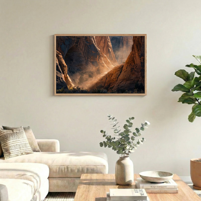 «Orange Sandstone Canyon Formation», art mural sur toile Misty Light, H 32 po x l 48 po