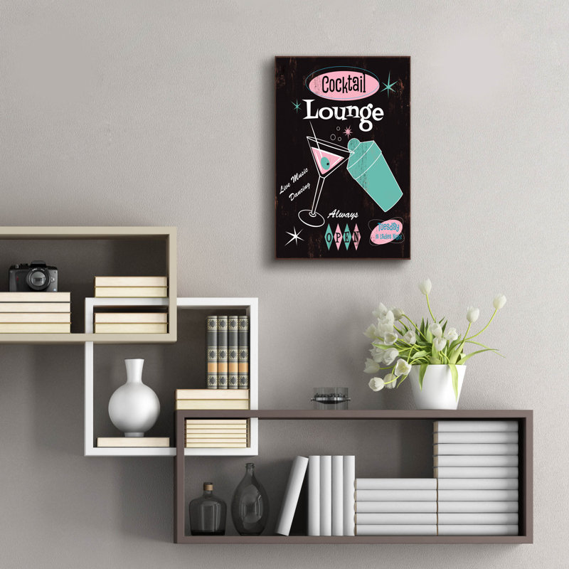  «Cocktail Lounge» par Fiona Stokes-Gilbert, art mural en verre acrylique, 16 po x 24 po, H 24 po x l 16 po